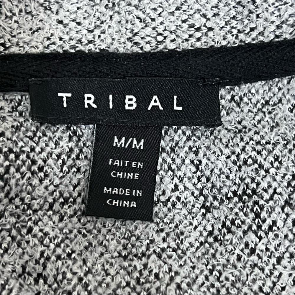 Tribal Black & White Plaid Open Front Cardigan Casual Office Timeless Sophistica - Picture 8 of 8